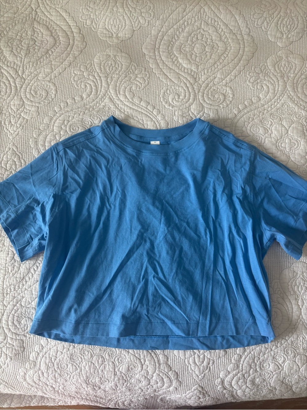 lululemon athletica All Yours Blue Cropped Short Sleeve Tee
